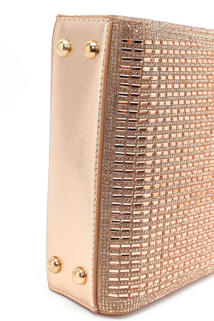 Kadın Bej Uzun Zincir Askılı Taşlı Mini Abiye Çanta