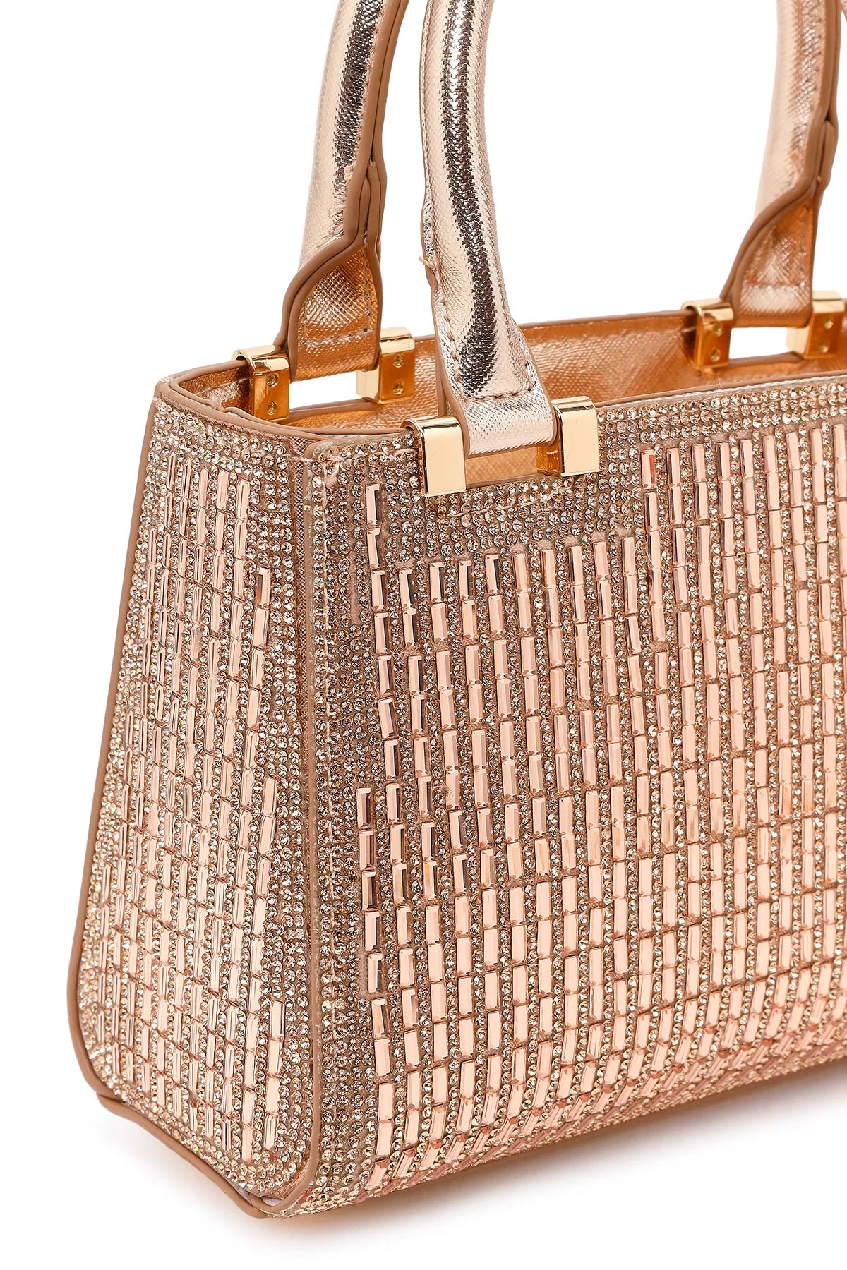 Kadın Bej Uzun Zincir Askılı Taşlı Mini Abiye Çanta