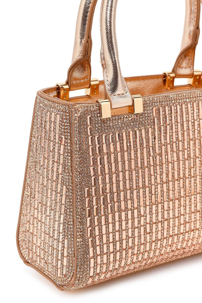 Kadın Bej Uzun Zincir Askılı Taşlı Mini Abiye Çanta