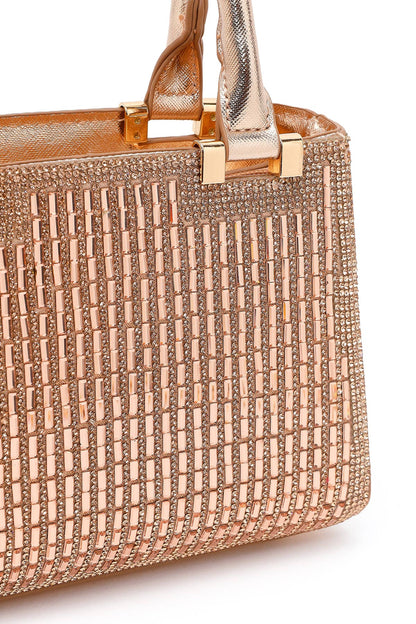 Kadın Bej Uzun Zincir Askılı Taşlı Mini Abiye Çanta