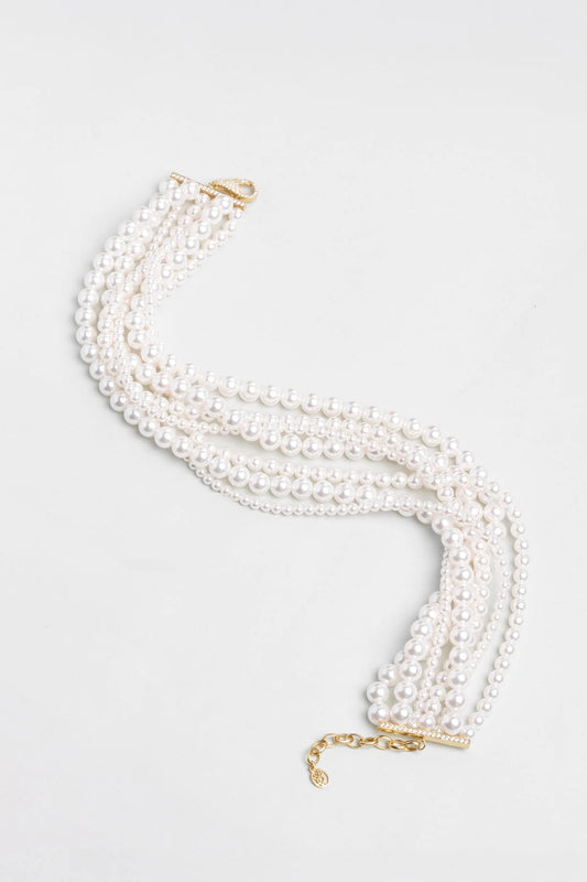 Clara 18 Ayar Sarı Altın Kaplama 39 Cm Gümüş Choker Inci Kolye 1180446244