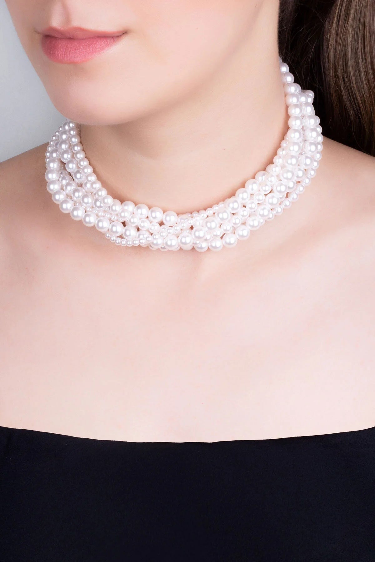 Clara 18 Ayar Sarı Altın Kaplama 39 Cm Gümüş Choker Inci Kolye 1180446244