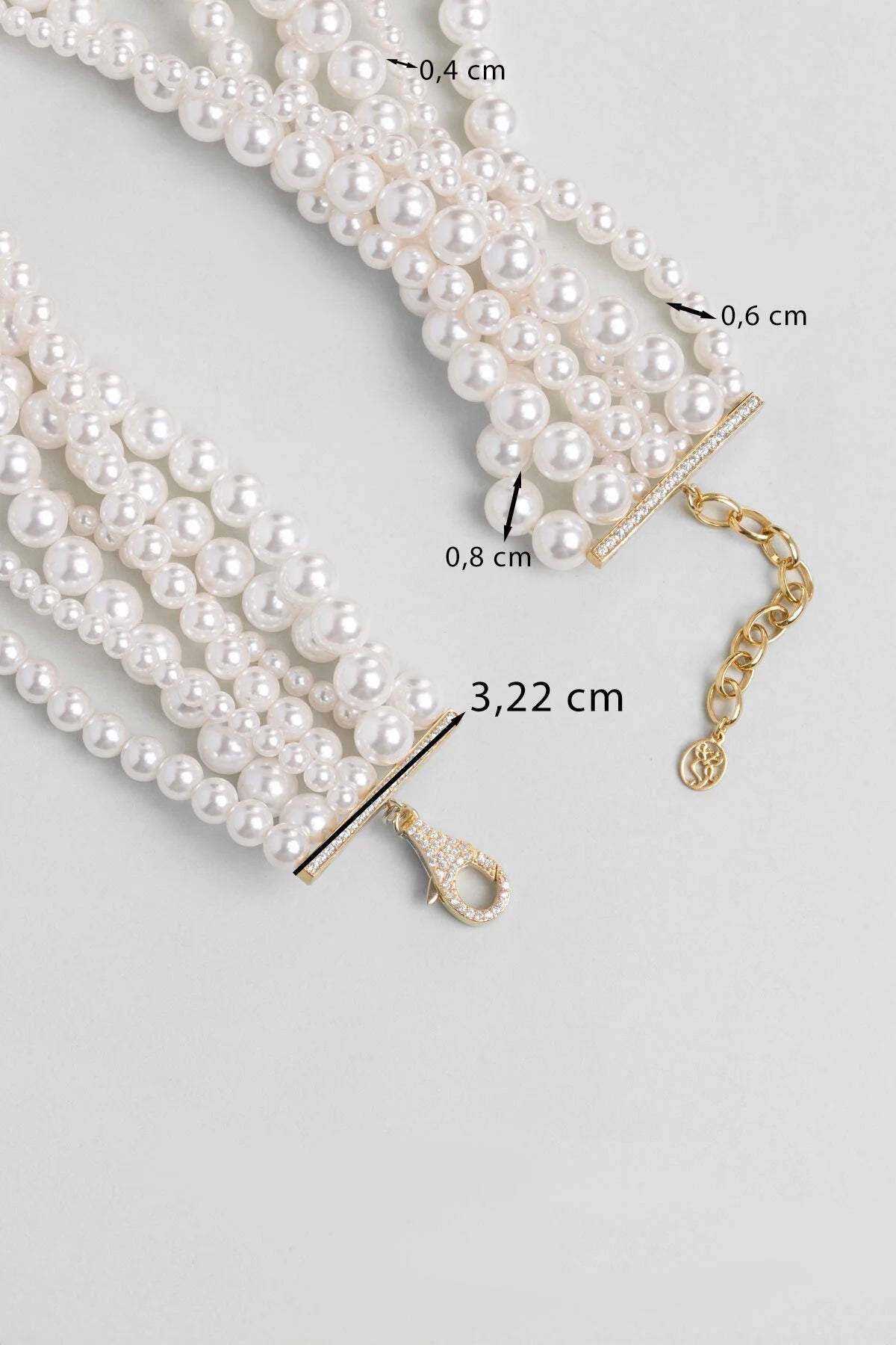 Clara 18 Ayar Sarı Altın Kaplama 39 Cm Gümüş Choker Inci Kolye 1180446244