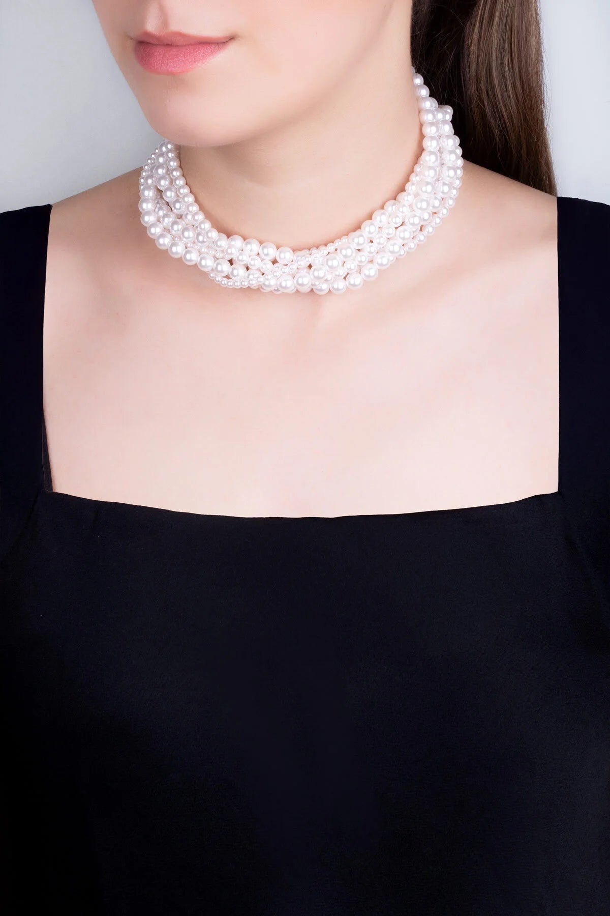 Clara 18 Ayar Sarı Altın Kaplama 39 Cm Gümüş Choker Inci Kolye 1180446244