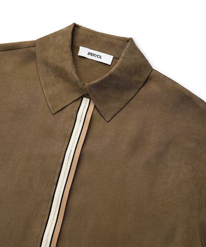 Haki Kontrast Biyeli Hotfix Baskılı Gömlek Is1260025153022 | Ipekyol