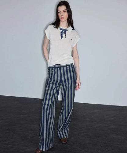 Mavi Çizgili Denim Pantolon Is1260018002629 | Ipekyol