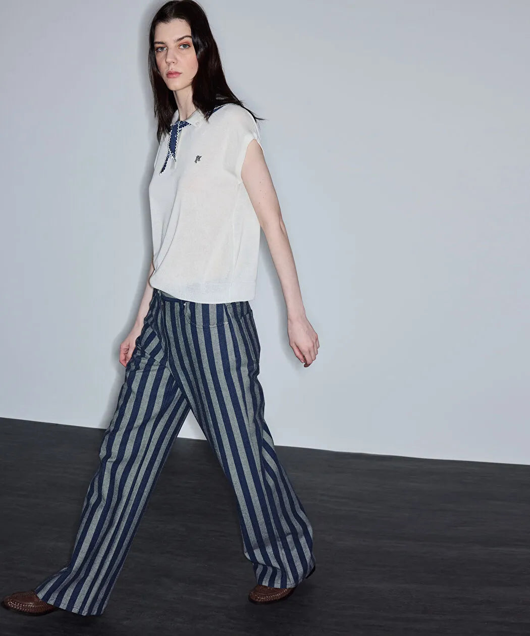 Mavi Çizgili Denim Pantolon Is1260018002629 | Ipekyol