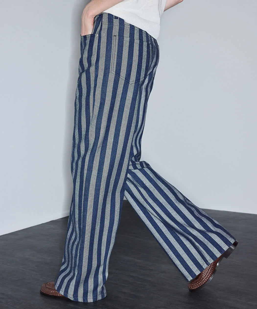 Mavi Çizgili Denim Pantolon Is1260018002629 | Ipekyol
