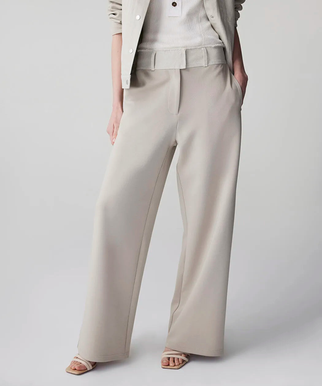 Bej Kontrast Bel Raw Edge Pantolon Is1260003102023 | Ipekyol