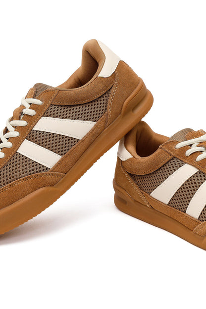 Kadın Kahverengi Bağcıklı Deri Sneaker