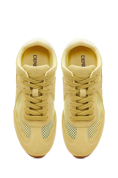 Kadın Sarı Bağcıklı Süet Deri Sneaker