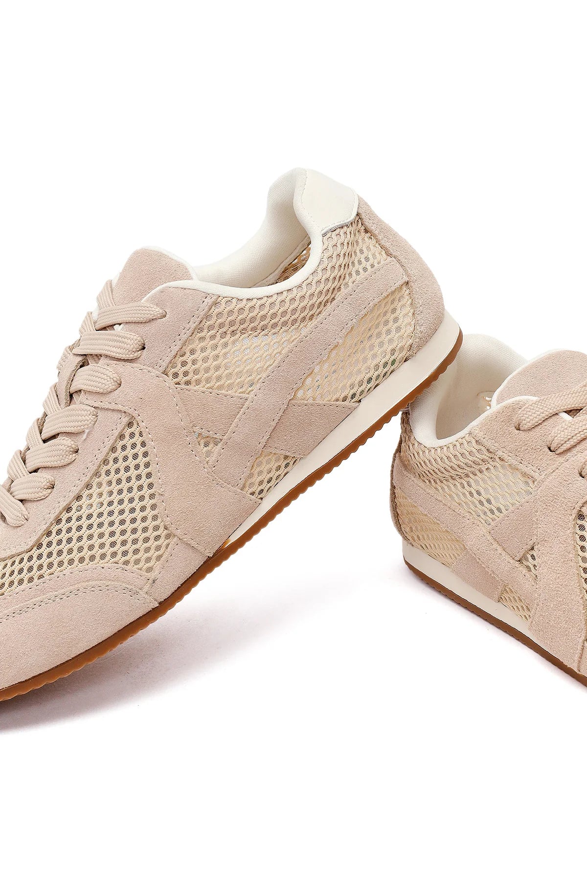Kadın Vizon Bağcıklı Süet Deri Sneaker