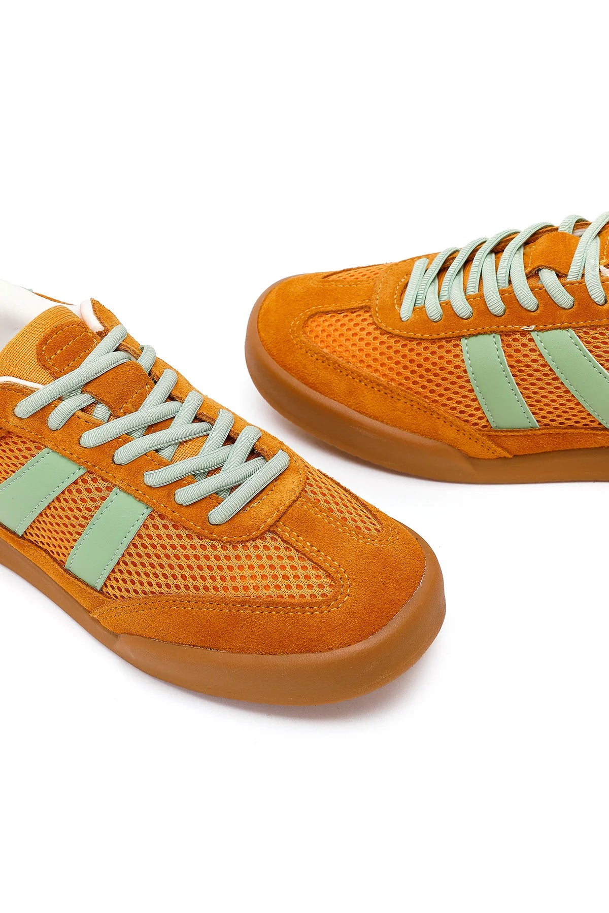 Kadın Turuncu Bağcıklı Deri Sneaker
