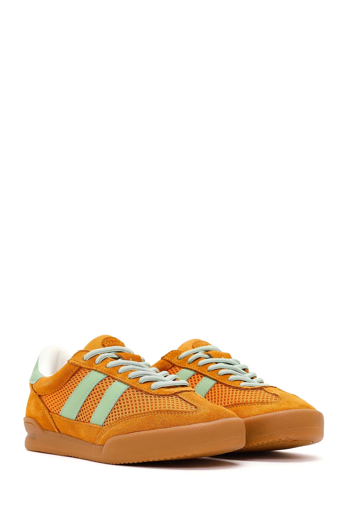 Kadın Turuncu Bağcıklı Deri Sneaker
