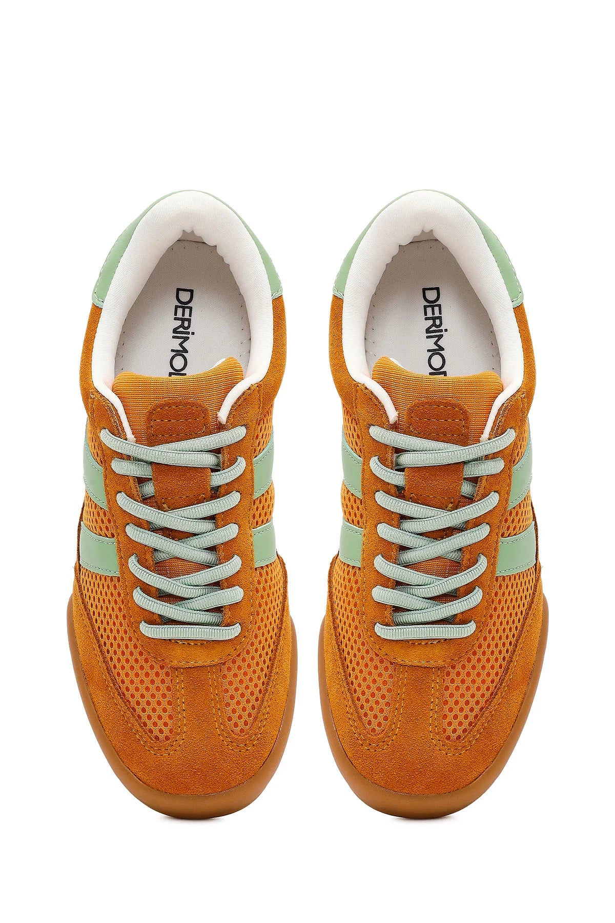 Kadın Turuncu Bağcıklı Deri Sneaker