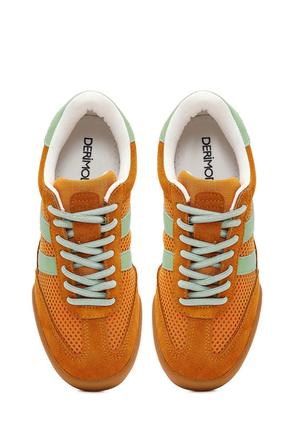 Kadın Turuncu Bağcıklı Deri Sneaker
