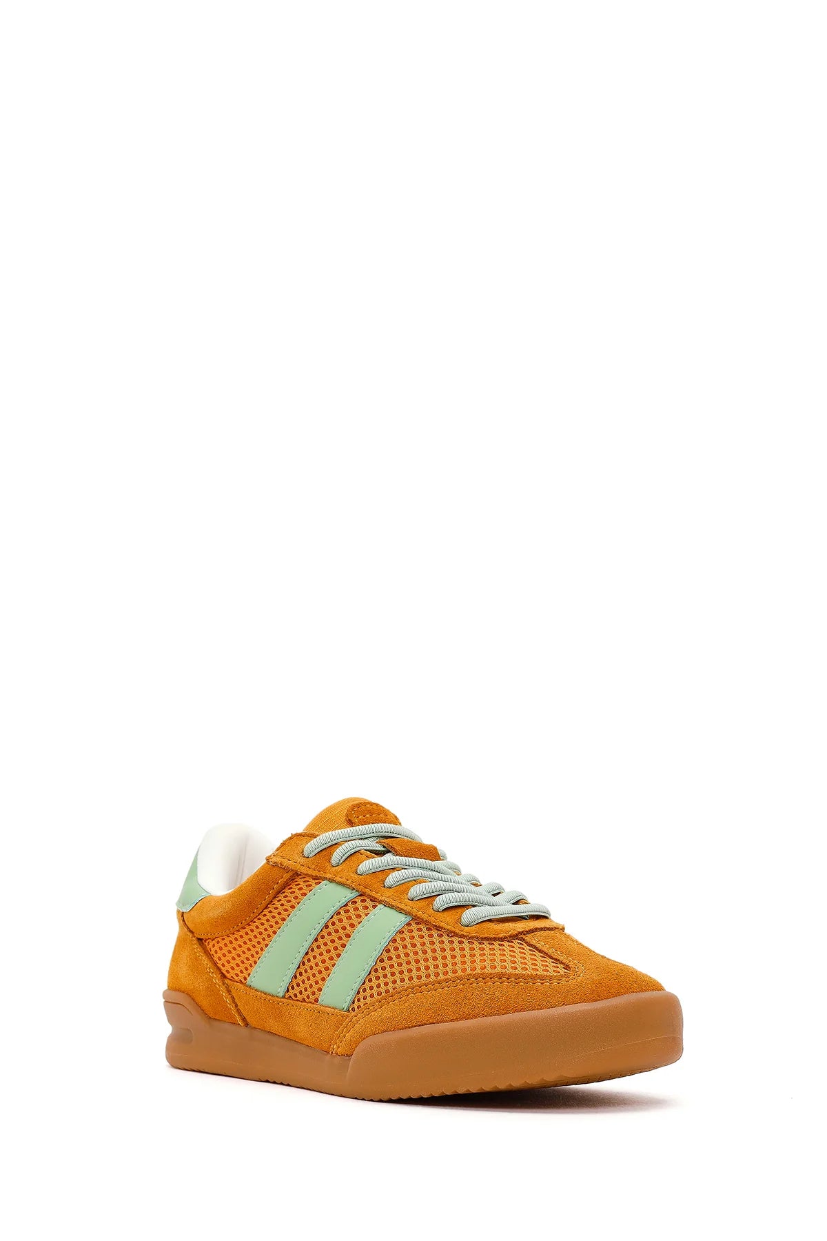 Kadın Turuncu Bağcıklı Deri Sneaker