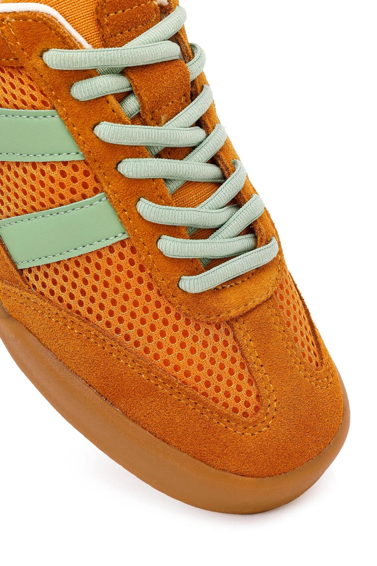 Kadın Turuncu Bağcıklı Deri Sneaker