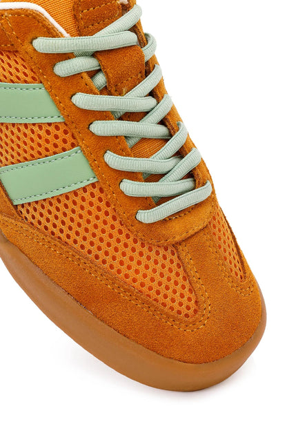 Kadın Turuncu Bağcıklı Deri Sneaker