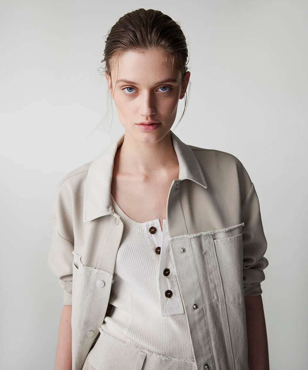 Bej Kumaş Mix Raw Edge Sweatshirt Is1260091009023 | Ipekyol