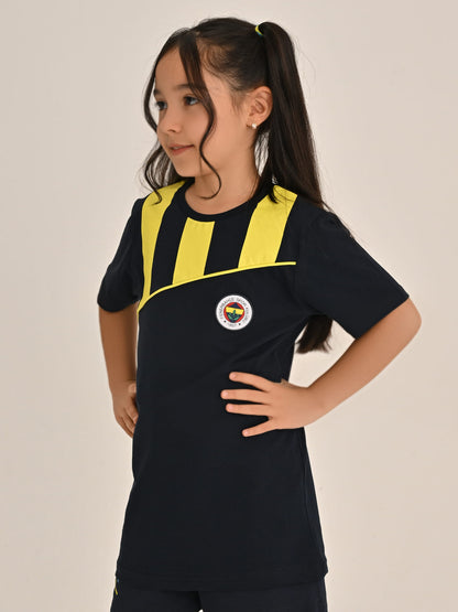 Fenerbahçe Lacivert Tribün Çubuk Bloklu Çocuk Tshirt