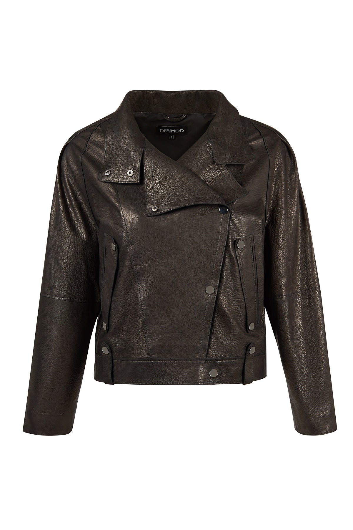 Torino Kadın Siyah Biker Oversize Deri Ceket