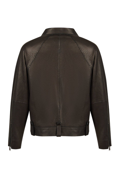 Torino Kadın Siyah Biker Oversize Deri Ceket