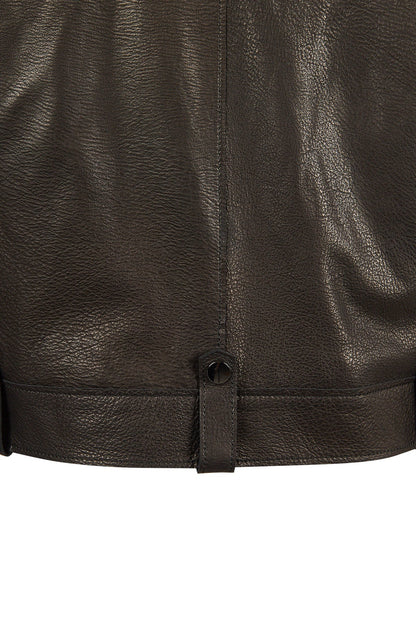 Torino Kadın Siyah Biker Oversize Deri Ceket
