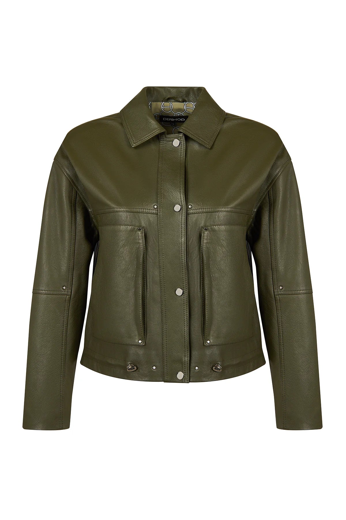 Madlen Kadın Yeşil Oversize Deri Ceket