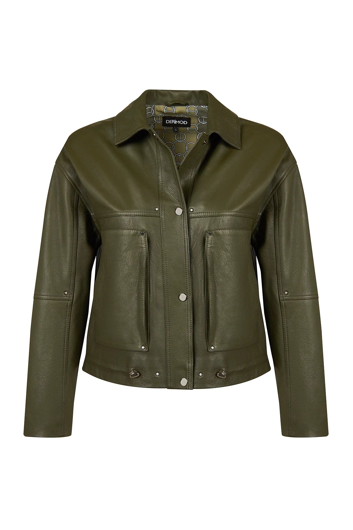 Madlen Kadın Yeşil Oversize Deri Ceket