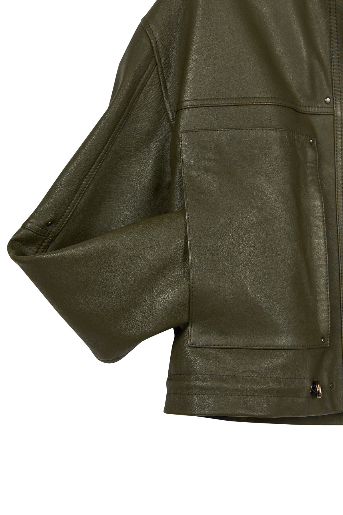Madlen Kadın Yeşil Oversize Deri Ceket