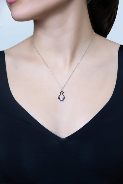 Özgür Penguen 18 Ayar Beyaz Altın Kaplama 46 Cm Gümüş Kolye 1182750299