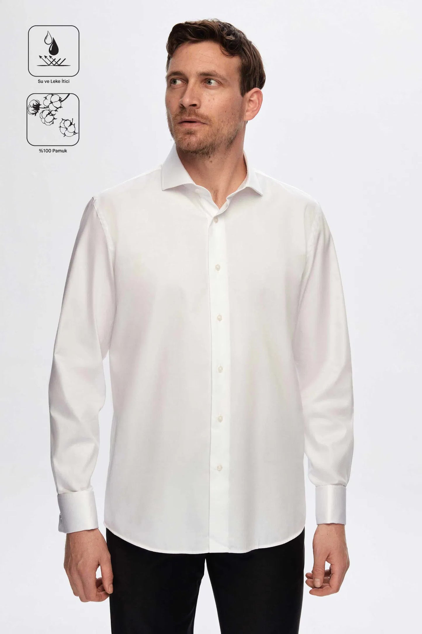 Damat Slim Fit Beyaz Nano Care Gömlek