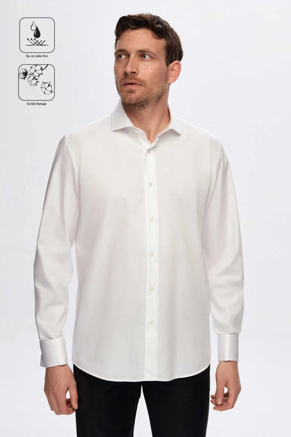 Damat Slim Fit Beyaz Nano Care Gömlek