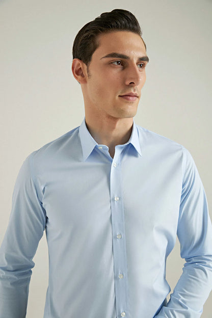Tween Slim Fit Mavi Düz Easy Care Gömlek