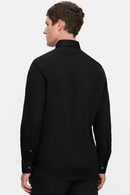 Damat Slim Fit Siyah Düz Gömlek