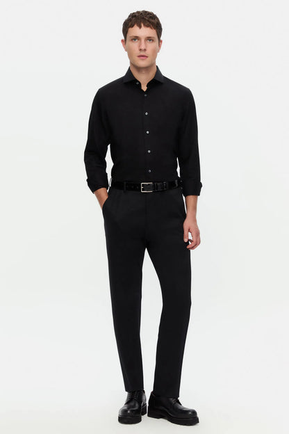 Damat Slim Fit Siyah Düz Gömlek