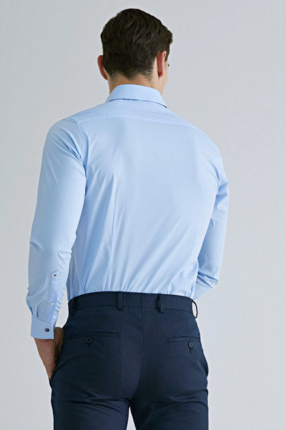 Tween Slim Fit Mavi Düz Easy Care Gömlek