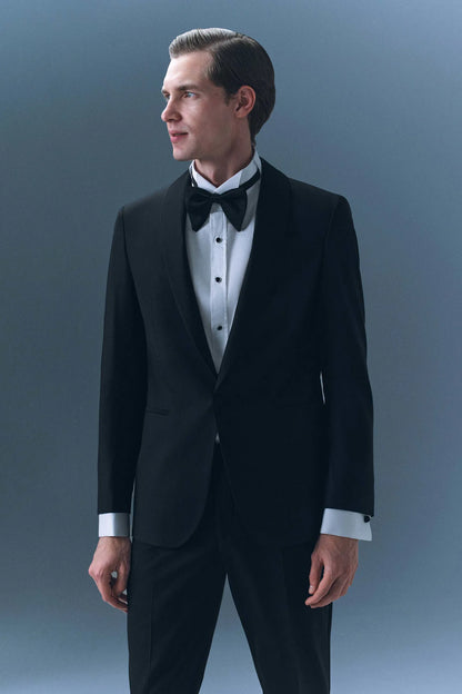 Damat Slim Fit Siyah Düz Damatlık &amp; Smokin Takim