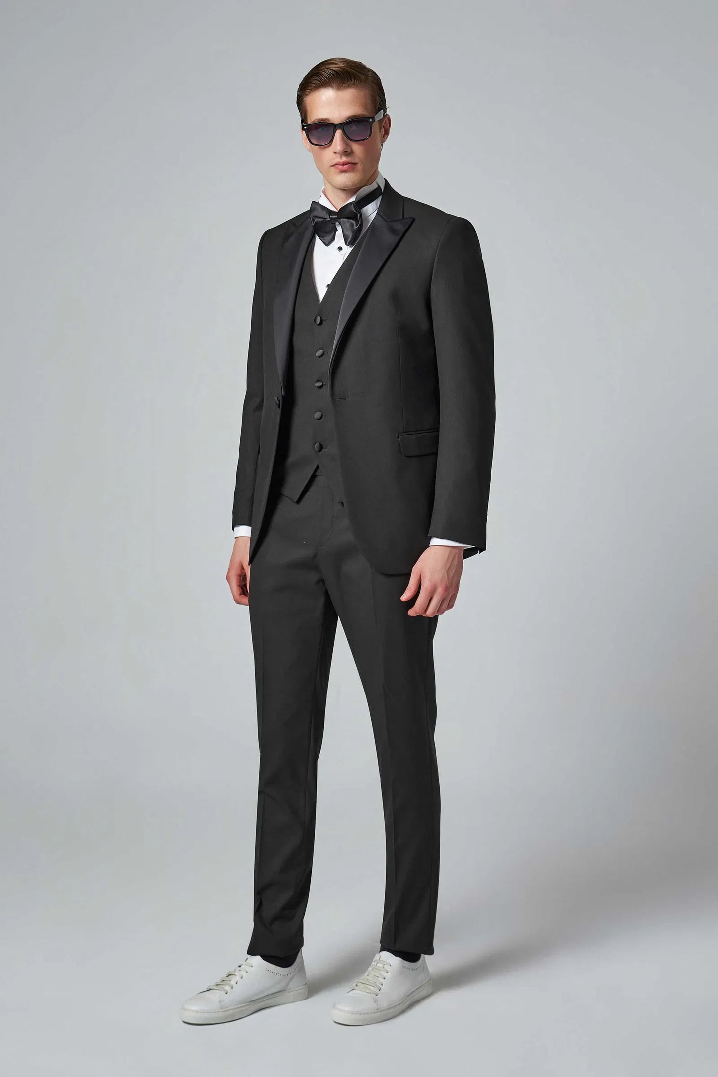 Tween Slim Fit Siyah Düz Smokin Takim Yelekli