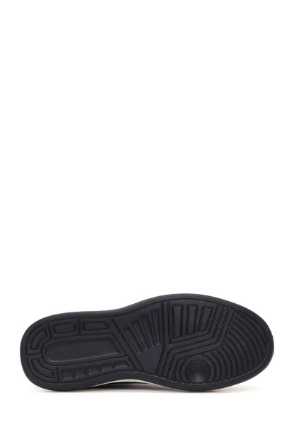 Erkek Siyah Bağcıklı Kalın Tabanlı Deri Sneaker