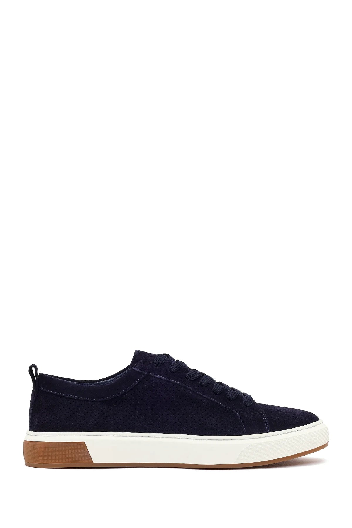 Erkek Lacivert Bağcıklı Süet Deri Sneaker