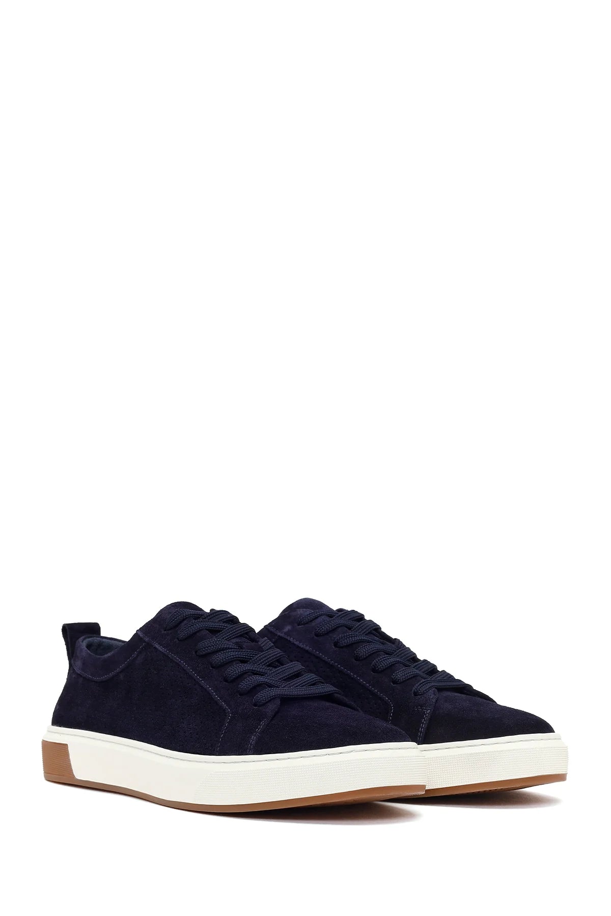 Erkek Lacivert Bağcıklı Süet Deri Sneaker