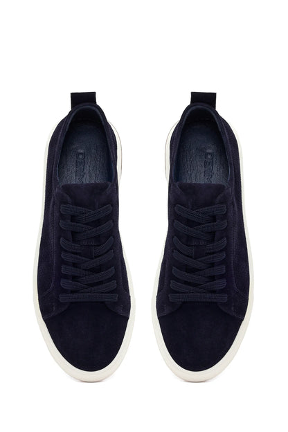 Erkek Lacivert Bağcıklı Süet Deri Sneaker