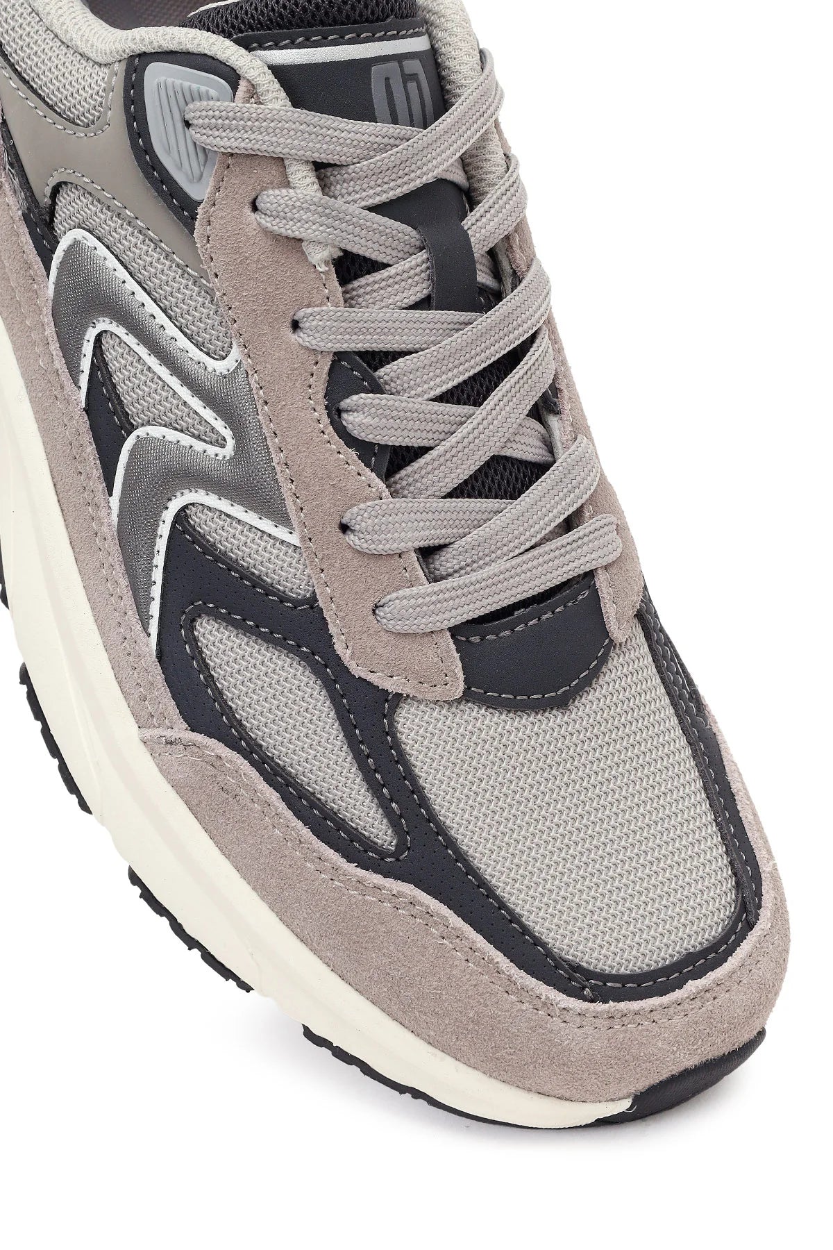 Erkek Gri Kalın Tabanlı Bağcıklı Deri Sneaker