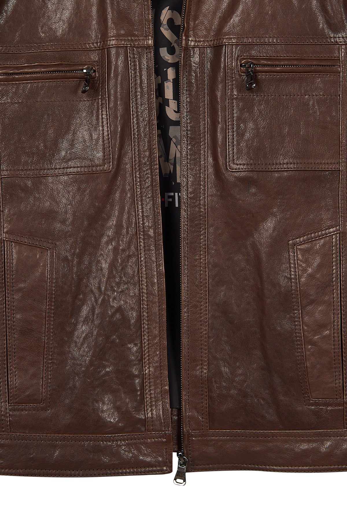 Wade Erkek Kahverengi Slim-fit Deri Ceket