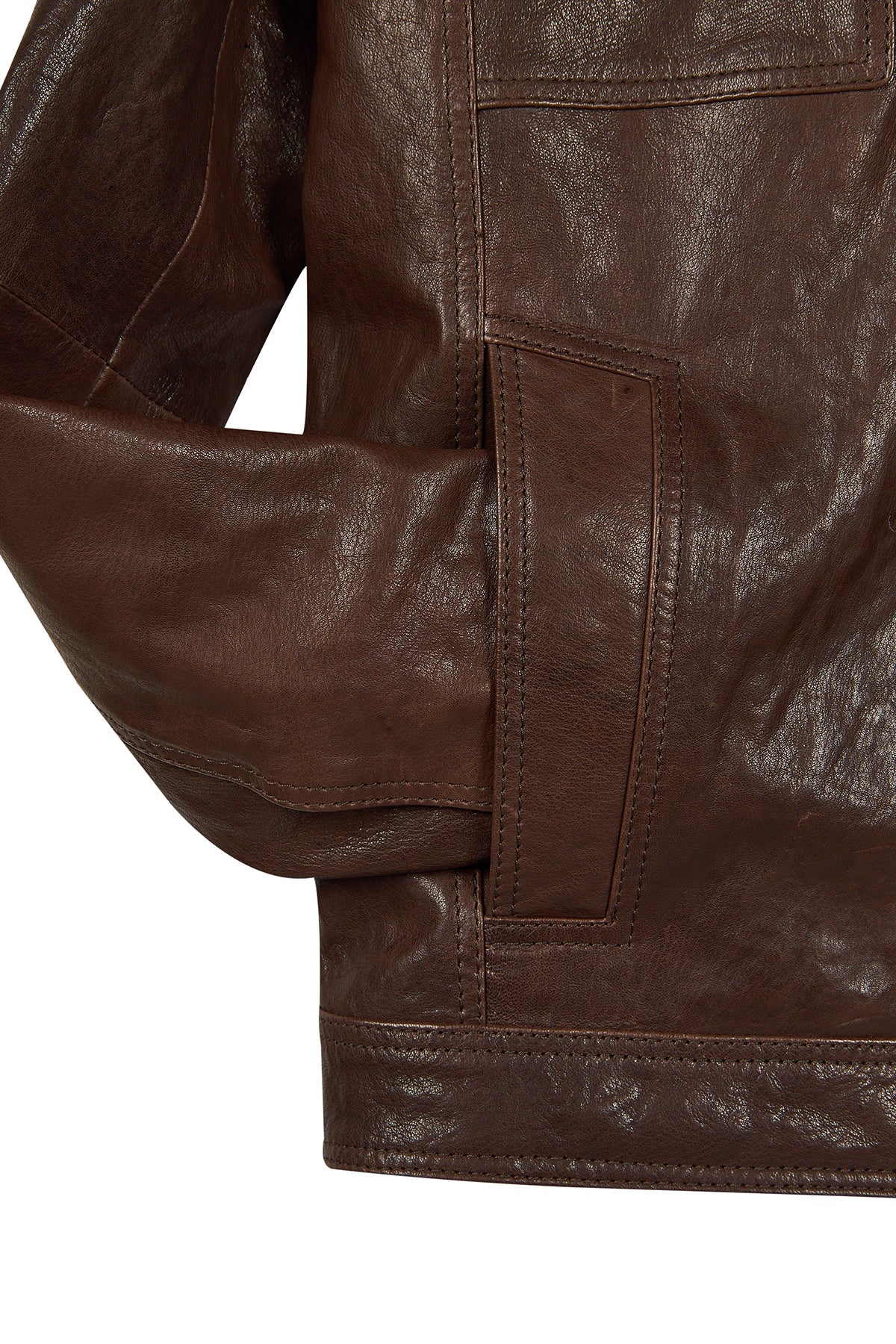 Wade Erkek Kahverengi Slim-fit Deri Ceket