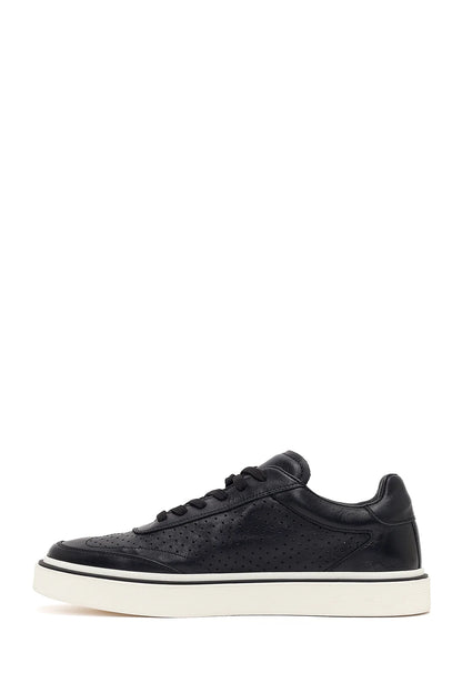 Erkek Siyah Bağcıklı Kalın Tabanlı Deri Sneaker