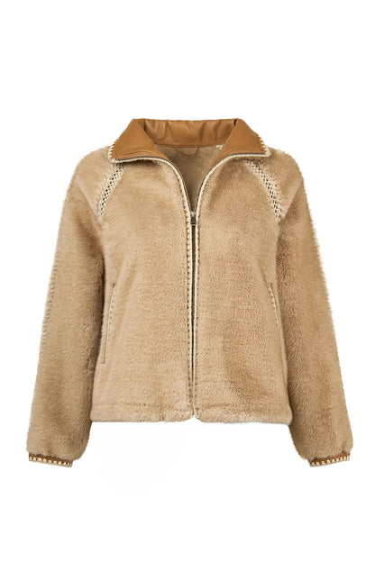 St-moritz Kadın Bej Oversize Teddy Mont