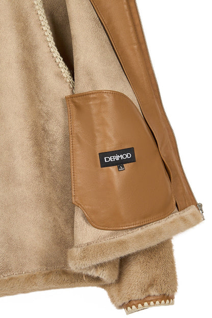 St-moritz Kadın Bej Oversize Teddy Mont